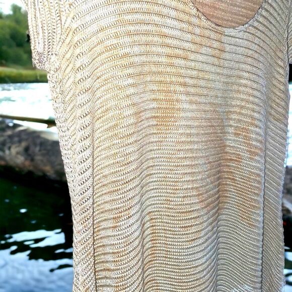 Dress Barn l Short sleeve blouse/top l Soft Stretch l Green/Tan l Scoop neck l L - Picture 8 of 11